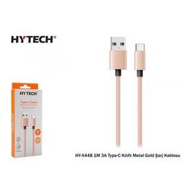 Hytech HY-X448 1 m 3A Type-c Kılıflı Metal Gold Şarj Kablosu