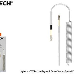 Hytech HY-X74 1m Beyaz 3.5mm Stereo Spiralli Ses Kablosu
