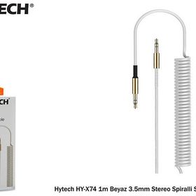 Hytech HY-X74 1m Beyaz 3.5mm Stereo Spiralli Ses Kablosu