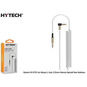 Hytech HY-X76 1 m Beyaz L Uçlu 3.5 mm Stereo Spiralli Ses Kablosu