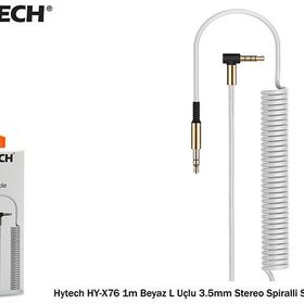 Hytech HY-X76 1 m Beyaz L Uçlu 3.5 mm Stereo Spiralli Ses Kablosu
