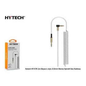 Hytech HY-X76 1 m Beyaz L Uçlu 3.5 mm Stereo Spiralli Ses Kablosu