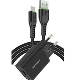 Hytech HY-XE26T Type-C Kablolu 2100MA Ev Şarj 11W + 2,4A Siyah Şarj Adaptör Seti