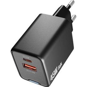 Hytech Hy-Xeg45 Type Usb-C 45W Pd + 18W Usb Qc 3.0 Gan Siyah Hızlı Ev Şarj Adaptörü