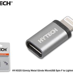 Hytech HY-XO25 Gümüş Metal Gövde MicroUSB 5pin F to Lightning M Çevirici