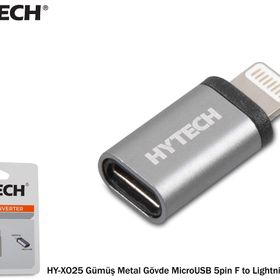 Hytech HY-XO25 Gümüş Metal Gövde MicroUSB 5pin F to Lightning M Çevirici