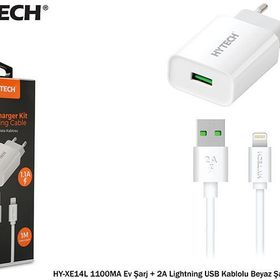 Hytech HYXE14l 1100ma Ev Şarj ve 2a Lightning Usb Kablolu Beyaz Şarj Adaptör Seti