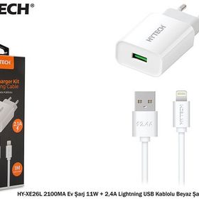 Hytech HYXE26l 2100ma Ev Şarj 11w ve 2,4a Lightning Usb Kablolu Beyaz Şarj Adaptör Seti