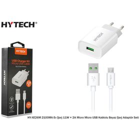 Hytech HYXE26M Siyah 2100ma Ev Şarj 11w ve 2a Micro Micro Usb Kablolu Beyaz Şarj Adaptör Seti