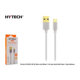 Hytech Portta HY-X240 1 m 3A Micro Usb Kılıflı Gold Data Şarj Kablosu