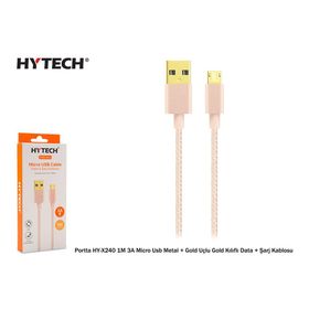 Hytech Portta HY-X240 1 m 3A Micro Usb Kılıflı Gold Data Şarj Kablosu