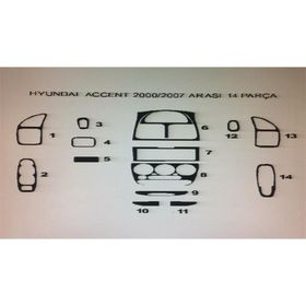 Hyundai Accent 2000 - 2007 Arası 14 Parça Maun Torpido Kaplama