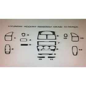 Hyundai Accent 2000 - 2007 Arası 14 Parça Maun Torpido Kaplama
