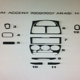 Hyundai Accent 2000 - 2007 Arası 14 Parça Maun Torpido Kaplama