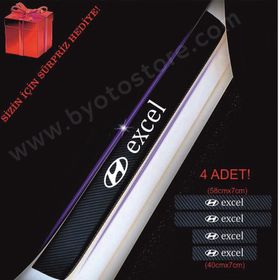 Hyundai Excel 4 Adet Karbon Kapı Eşiği Sticker