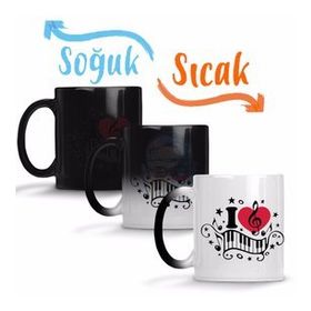 I Love Music Muziği Seviyorum Müzik Sihirli Porselen Kupa