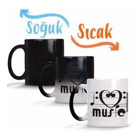 I Love Music Muziği Seviyorum Müzik Sihirli Porselen Kupa