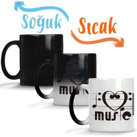 I Love Music Muziği Seviyorum Müzik Sihirli Porselen Kupa