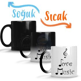 I Love Music Muziği Seviyorum Müzik Sihirli Porselen Kupa