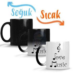 I Love Music Muziği Seviyorum Müzik Sihirli Porselen Kupa