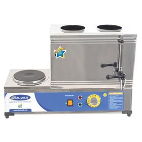 İdeal Çelik 20 lt 2 Demlikli Elektrikli + Tüplü Çay Kazanı