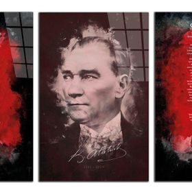 İdeal Glass Art 2 -3 Parça Atatürk - İstiklal Marşı - Gençliğe Hitabe