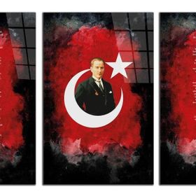 İdeal Glass Art 3 - 3 Parça Atatürk - İstiklal Marşı - Gençliğe Hitabe