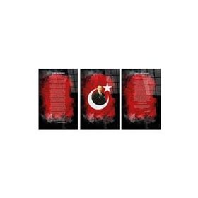 İdeal Glass Art 3 - 3 Parça Atatürk - İstiklal Marşı - Gençliğe Hitabe