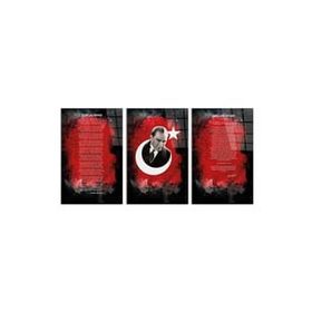 İdeal Glass Art 4 - 3 Parça Atatürk - İstiklal Marşı - Gençliğe Hitabe