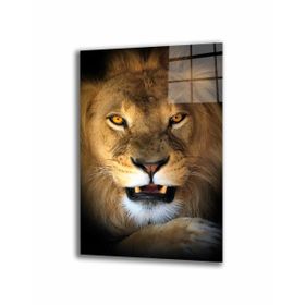 İdeal Glass Art Aslan Hayvan Cam Tablo