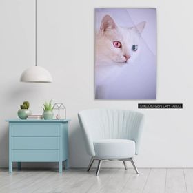İdeal Glass Art Beyaz Kedi Cam Tablo