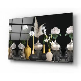 İdeal Glass Art Çiçekler Cam Tablo