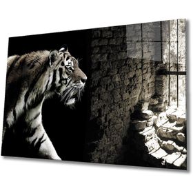 İdeal Glass Art Kaplan Kafeste Cam Tablo