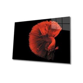 İdeal Glass Art Kırmızı Balık Cam Tablo