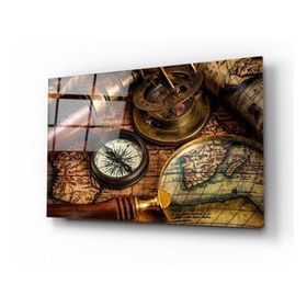 İdeal Glass Art Pusula Cam Tablo