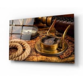 İdeal Glass Art Pusula Cam Tablo