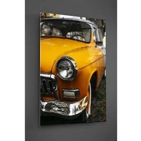 İdeal Glass Art Sarı Araba Cam Tablo