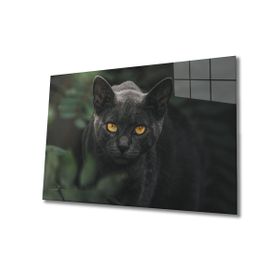 İdeal Glass Art Siyah Kedi Cam Tablo