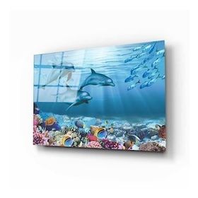 İdeal Glass Art Su Altı Canlıları Tablo