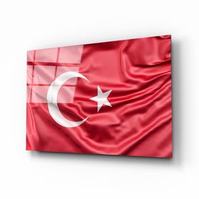 İdeal Glass Art Türk Bayrağı Kırmızı Cam Tablo