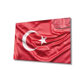 İdeal Glass Art Türk Bayrağı Kırmızı Cam Tablo