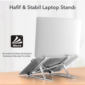 İdock N29-3-Gümüş Katlanır Aluminyum Macbook Laptop Bilgisayar Standı