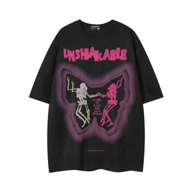 IFIKK SB03 Yuvarlak Yaka Kısa Kollu Rahat Baskılı Kadın T-shirt