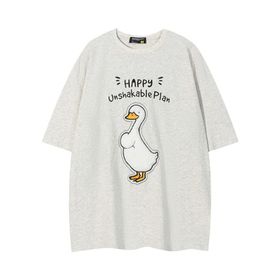 IFIKK SB09 Yuvarlak Yaka Kısa Kollu Rahat Baskılı Kadın T-shirt