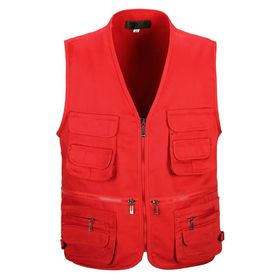 IFIKK Softshell Kırmızı Kolsuz Çok Cepli Erkek Ceket