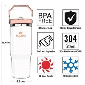 Igloo 205788 Powder 900 ml Somon Beyaz Pipetli Termos