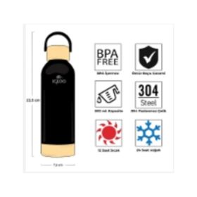 Igloo Hydrate Pro 500 ml Siyah Bambu Taban ve Kapaklı Çelik Termos