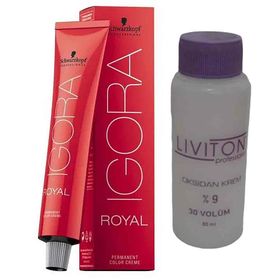 Igora Royal 8.65 Açık Kumral Çikolata Altın 60 ml Saç Boyası ve Liviton Mini 30 Volume Oksidan Saç Bakım Seti