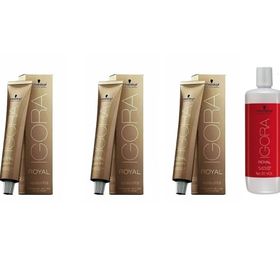 Igora Royal Absolutes 6-50 Koyu Kumral Doğal Altın x3 Saç Boyası + 1 L Oksidan