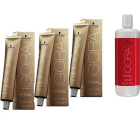 Igora Royal Absolutes 9-60 Sarı-Doğal Çikolata x3 Saç Boyası + 1 L Oksidan